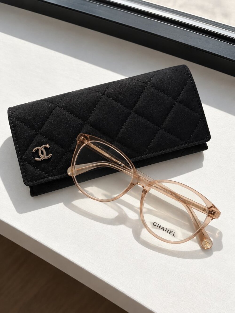 Chanel Pantos Eyeglasses - Transparent Brown Cat-Eye Eyeglasses with Case